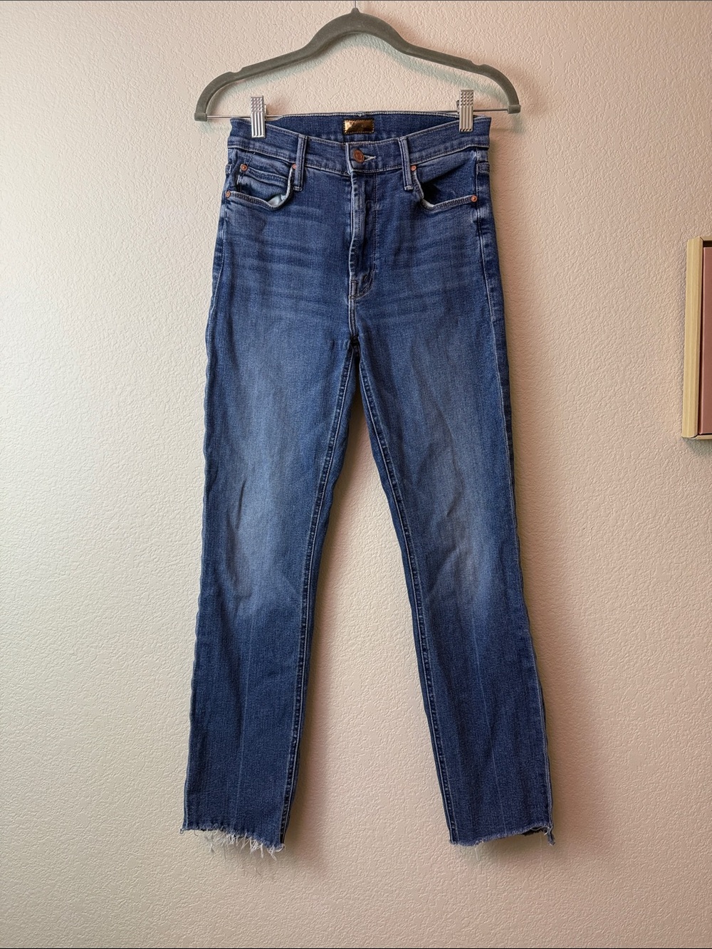 Mother Women’s Mid Rise Dazzler Ankle Step Fray Blue Denim‎ Jeans Size 26